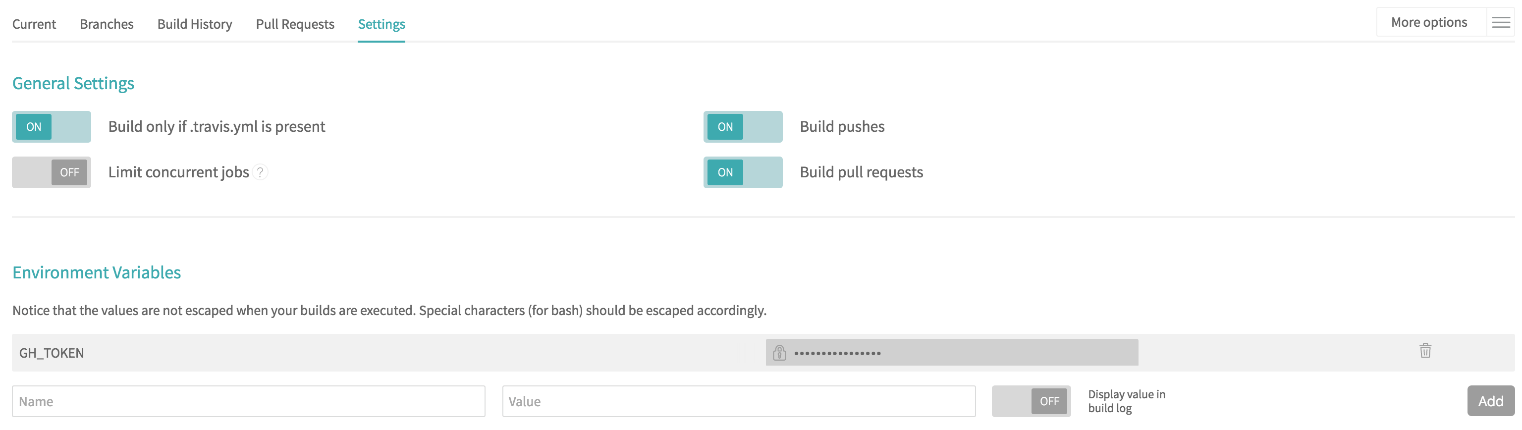 Configuración del proyecto en Travis